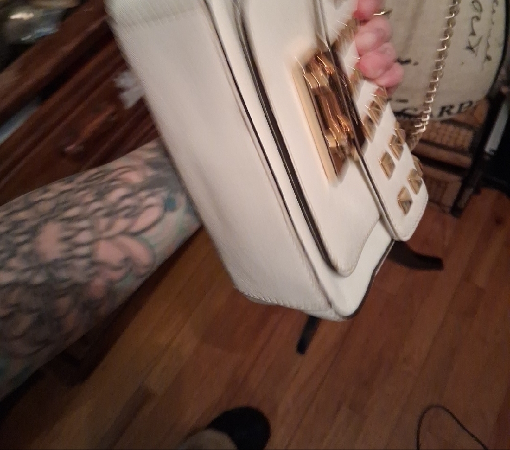 Michael Kors Sloan Cream Crossbody Bag with Gold Studs - Picture 8 of 16